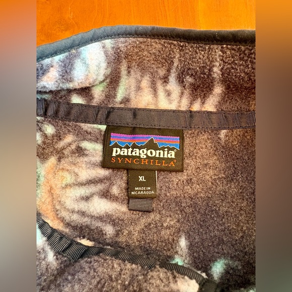 PATAGONIA LIGHTWEIGHT SYNCHILLA Snap FLEECE PULLOVER XL SWIRL FLORAL PITCH BLUE - Picture 5 of 9